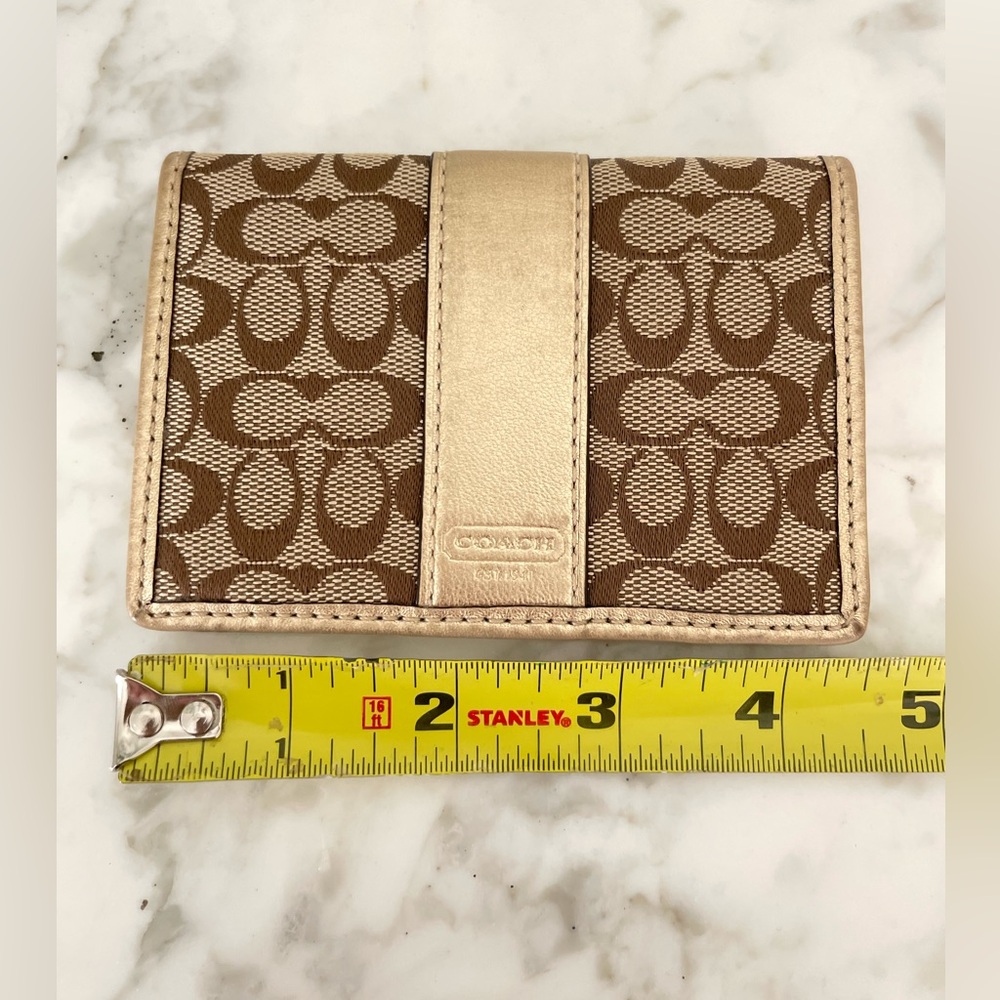Vintage Coach Signature Card Case Wallet Khaki/Metallic Brown - Picture 7 of 13